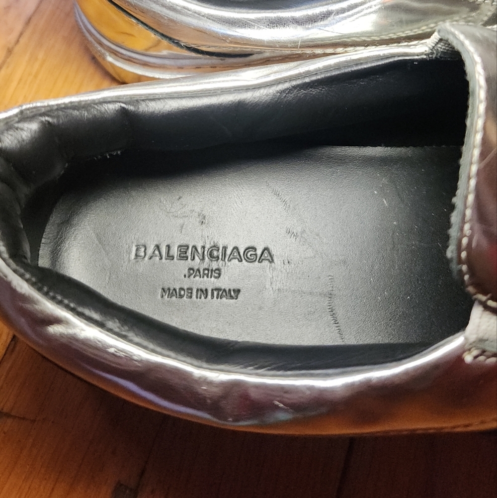Vintage BALENCIAGA Y2K Silver Metallic Slip On Sneakers - Picture 11 of 14